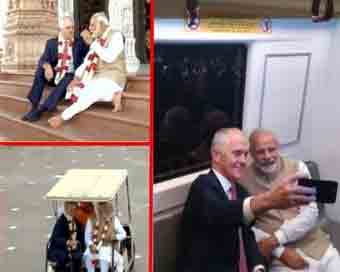 मोदी-टर्नबुल मेट्रो यात्रा : PM ने किए अक्षरधाम मंदिर के दर्शन