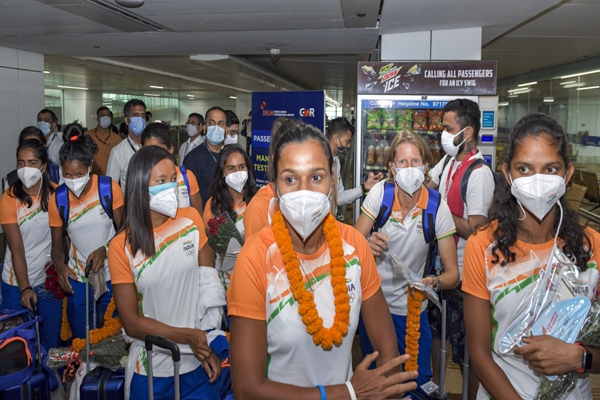 भारतीय ओलंपिक दल का भव्य स्वागत